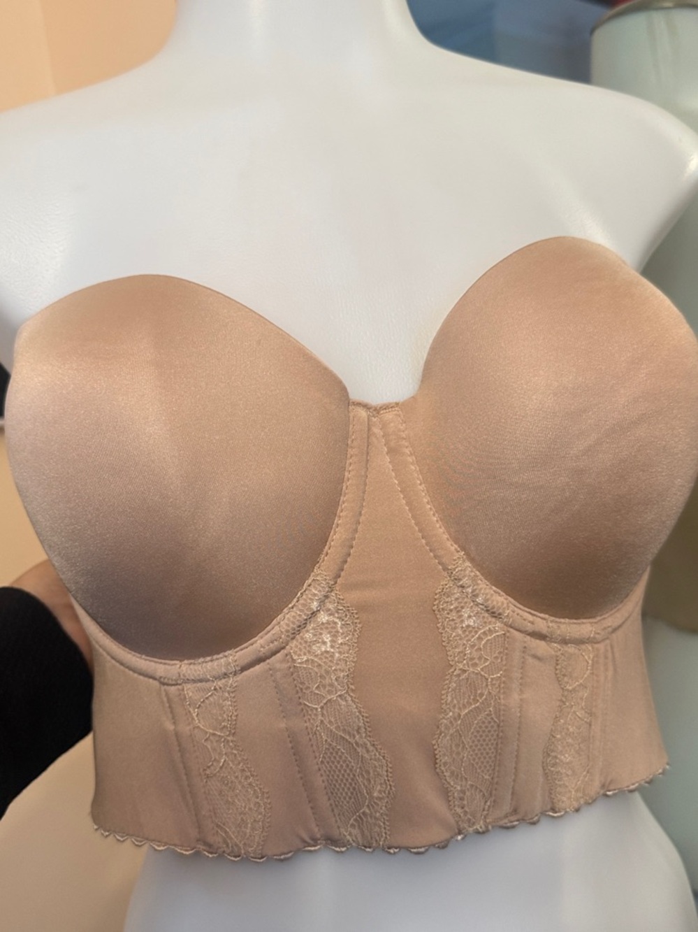 Parfait 36DD Strapless Longline Support Bra in Beige
